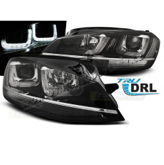 VW Golf 7 11.2012- predné číre svetlá U-Type Black With Chrome Line (LPVWM1)