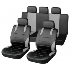 Poťahy sedadiel sada Šport sivé airbag (2x predné sedadlo a zadné sedadlá, 5x opierka hlavy)
