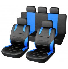 Poťahy sedadiel sada Šport modré airbag (2x predné sedadlo a zadné sedadlá, 5x opierka hlavy)