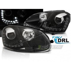 VW Golf 5 10.2003-09 predné číre svetlá LED DRL black (LPVWM6)