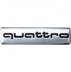 Plastický znak QUATTRO alu prevedenie s podlepením 70X17 mm