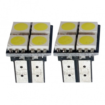 4 SMD LED žiarovky T10W2 biele - 2 ks