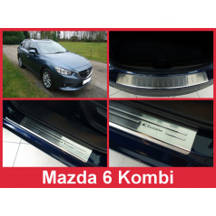 Nerez kryt- zostava-ochrana prahu zadného nárazníka + ochranné lišty prahu dverí Mazda 6 kombi 2012-16